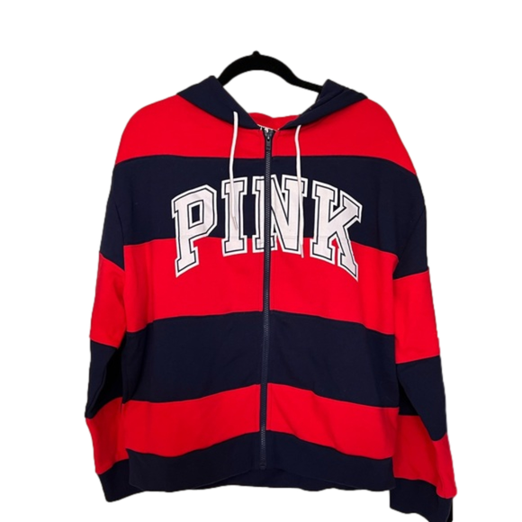 PINK Victoria's Secret Jackets & Blazers - PINK Red & Blue Hoodie Brand New With Tags Size M